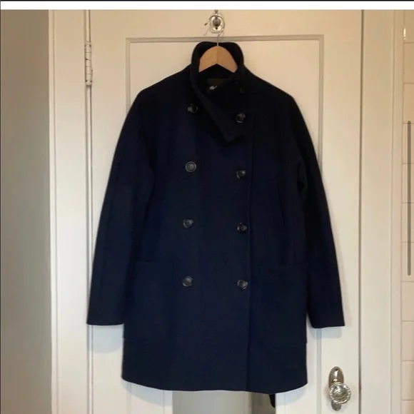 Madewell Navy Double-Breasted Coat - Picture 5 of 7